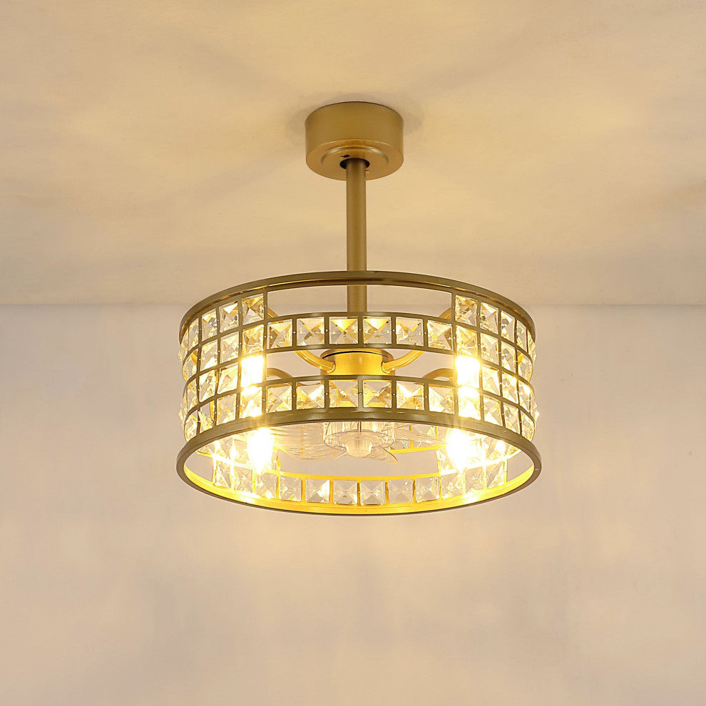18" Crystal Chandelier Ceiling Fan With Remote Control and Light Kit