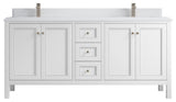 Nashville 72" Double Sink Bath Vanity, White 1.5" White Quartz