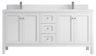 Nashville 72" Double Sink Bath Vanity, White 1.5" White Quartz
