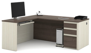 Prestige + L-shaped workstation, White Chocolate and Antigua