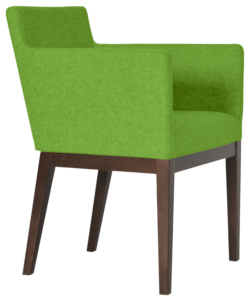 Harput Wood Chair, Solid Beech Walnut Base, Pistachio Camira Wool