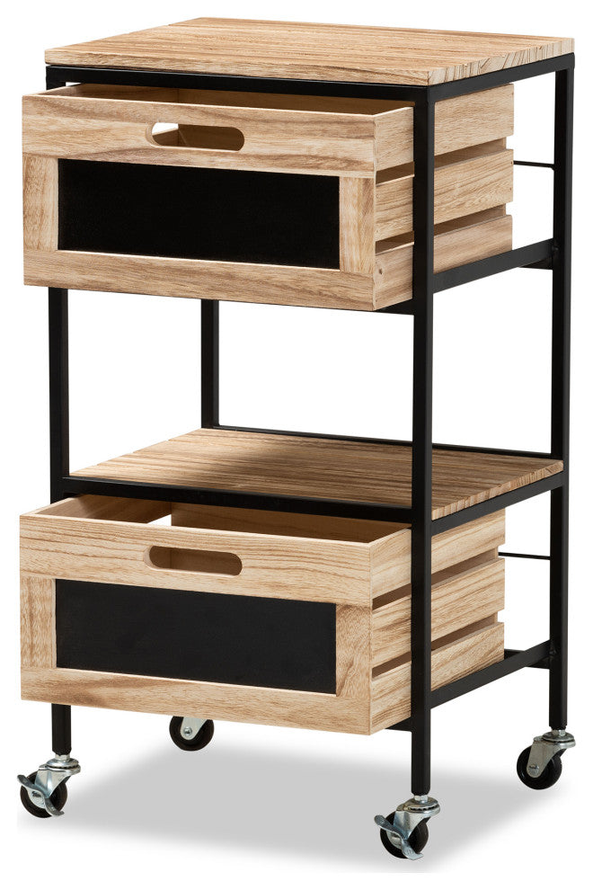Sharma Modern Industrial Oak Brown 2-Drawer End Table