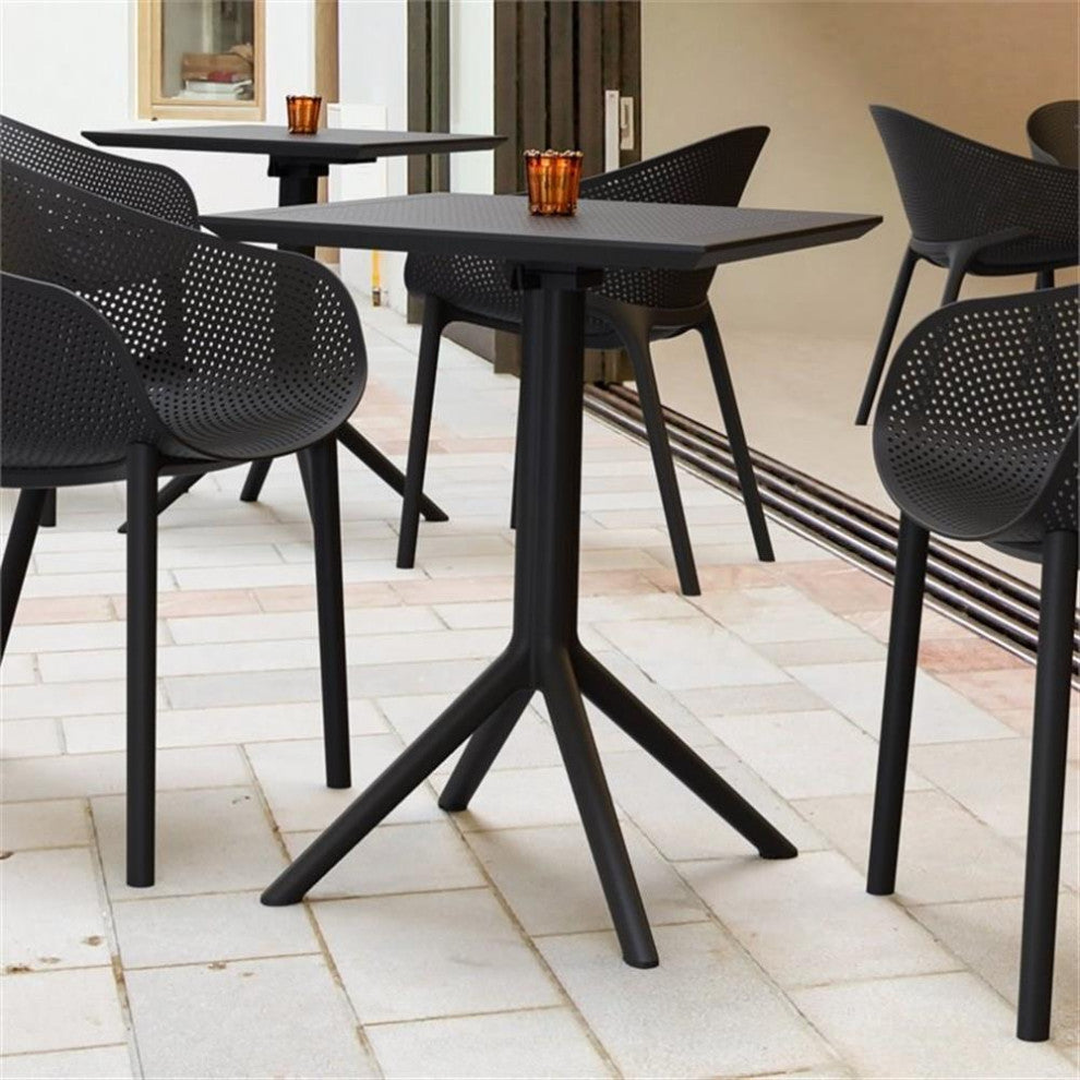Sky 24 inch Square Folding Table in Black finish