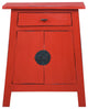 Solid Wood Zen End Table, Distressed Red Nightstand, Fully Assembled Cabinet