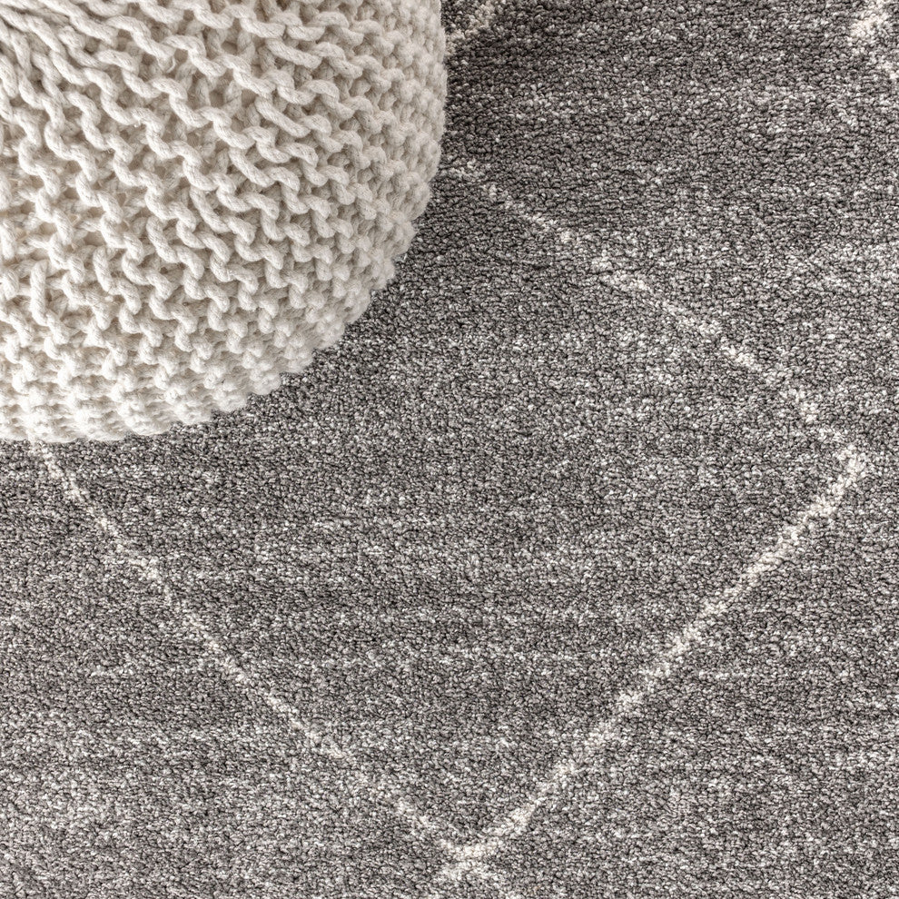 Zaina Moroccan Beni Souk Area Rug, Gray/Cream, 5 X 8