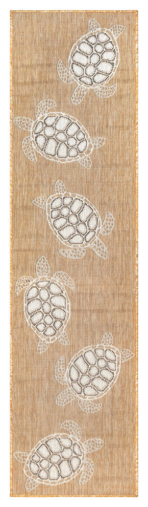 Carmel Seaturtles Indoor/Outdoor Rug, Sand, 1'11"x7'6" Runner