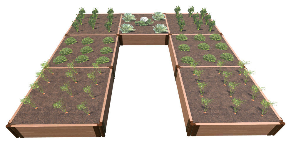 Classic Sienna Walk-In Jumbo U-Shape' 12'x12' 11" Raised Garden Bed, 2" Profile