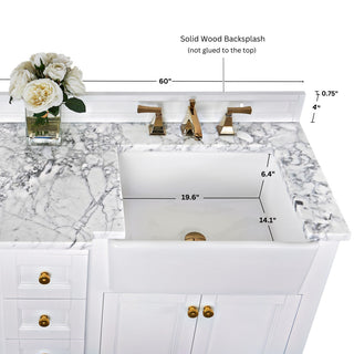 Adeline Vanity Set, White, 60", Double Sink