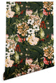 Deny Designs Marta Barragan Camarasa Dark Wild Floral Wallpaper, Green, 2'x10'