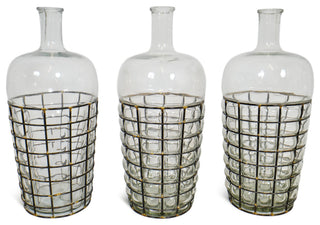 Consigned Wire Basket Glass Vase