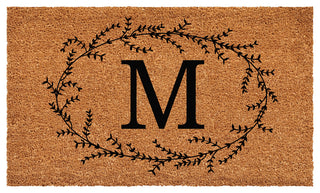 Calloway Mills Rustic Leaf Vine Monogrammed Doormat, 24"x48", Letter M