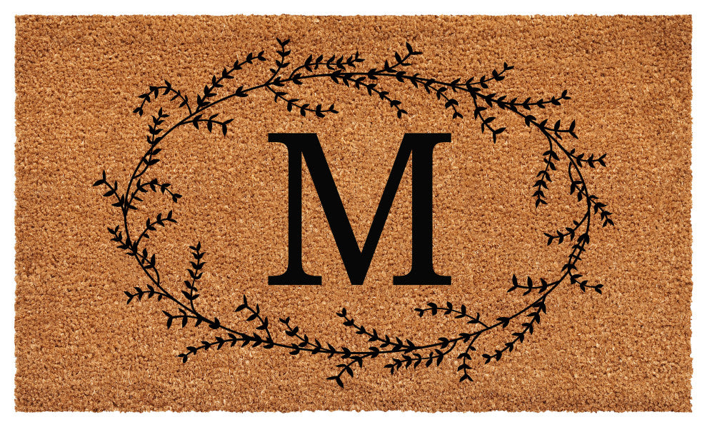 Calloway Mills Rustic Leaf Vine Monogrammed Doormat, 24"x48", Letter M