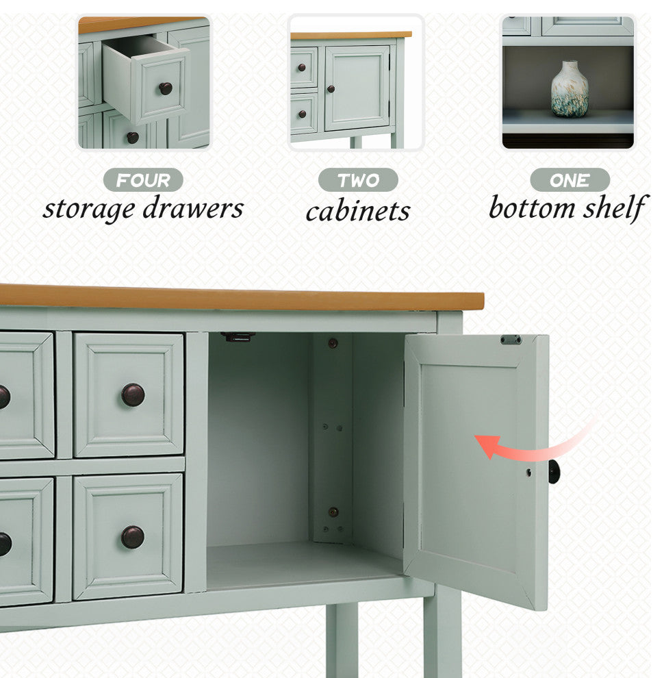 TATEUS 46" Console Table Buffet Sideboard Storage Drawers Cabinets Sofa Tables, Lime White