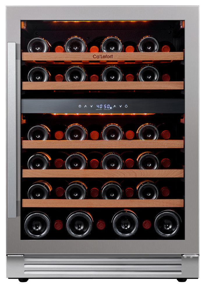 Ca''Lefort 24" 46 Bottle Built-In Wine Cooler Dual Zone Refrigerator Low Noise