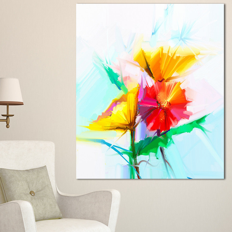Still Life Yellow Red Gerbera Flower, Large Floral Canvas Art Print, 30"x40"
