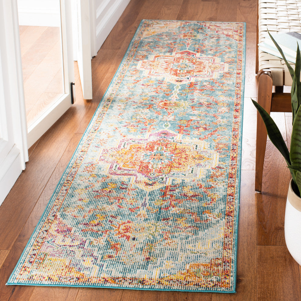 Safavieh Crystal CRS501K Rug, Orange/Teal, 2'2" X 21'