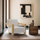 Ward Cream Linen Textured Fabric Accent Chair, Natural Finish