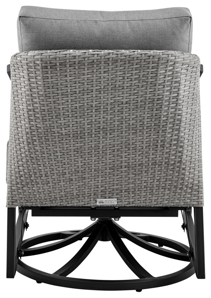 Palma Outdoor Patio Swivel Lounge Chair in Aluminum with Gray Cushions