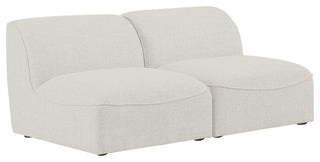 Miramar Linen Textured Fabric Upholstered 2-Piece Modular Sofa, Cream