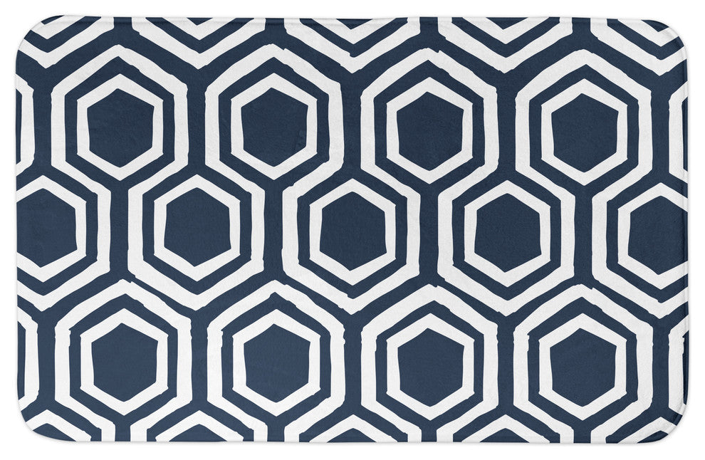 Navy Honeycomb 34x21 Bath Mat
