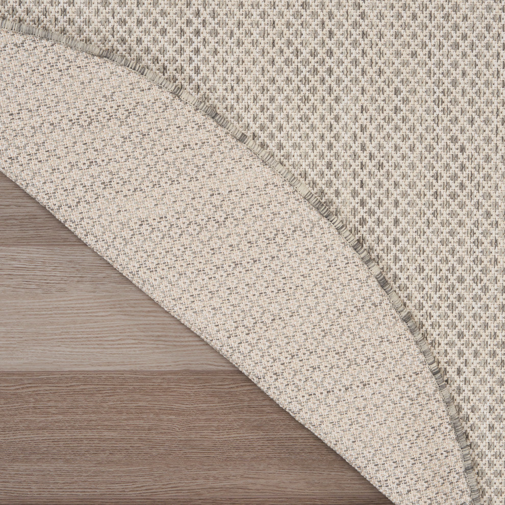 Nourison Courtyard 8' x Round Ivory/Silver Modern Rug
