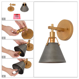 LNC Modern 1-Light Dimmable Metal Armed Wall Sconce 6"W, Gray