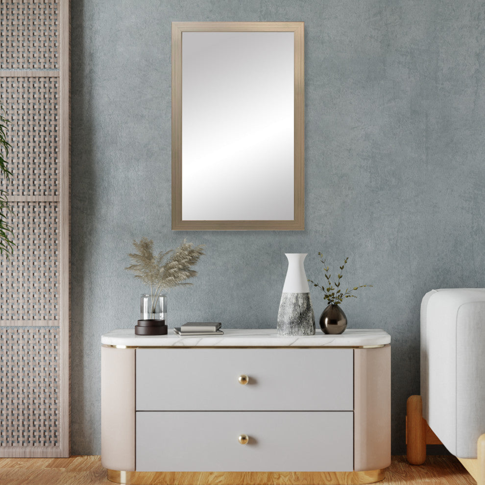 Meade Framed Wall Mirror, Aged Nickel, 36"x48"