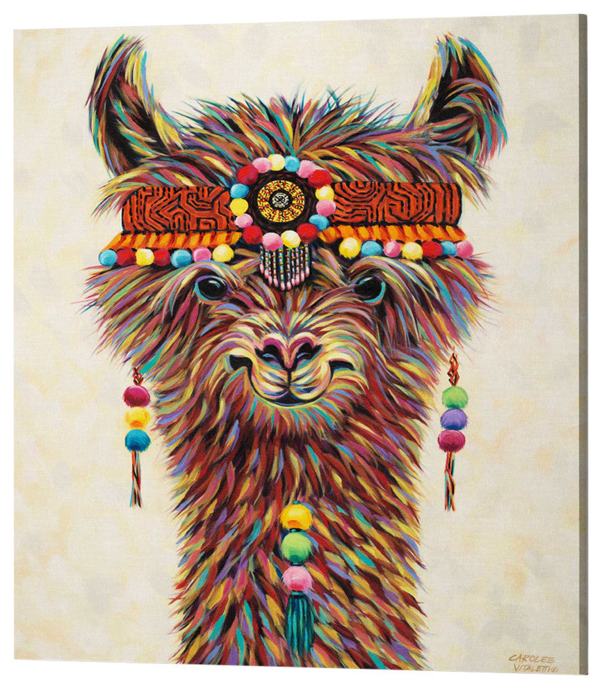 Hippie Llama II' by Carolee Vitaletti Giclee Canvas Wall Art, 12"x16"