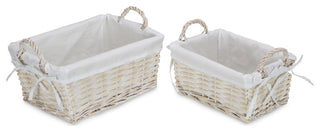 2-Piece Willow Rectangular Storage With Liner, White