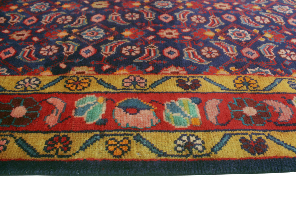 Fine Vintage Distressed Orlan Navy/Red Runner, 5'0x10'8