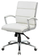 Office Chair, Chrome Metal Base With Adjustable Height & Padded Arms, White