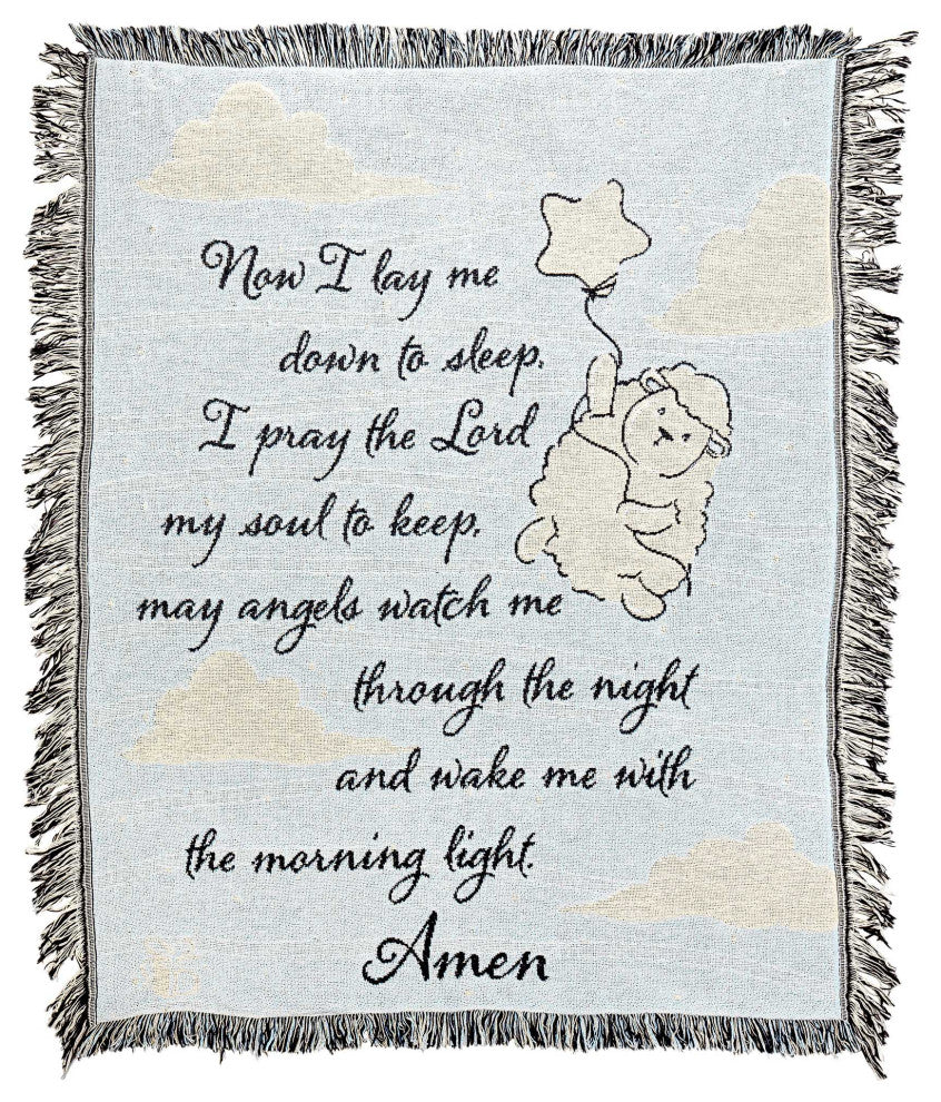 Tapestry Throw, Now I Lay Me, Blue, 37"x50"