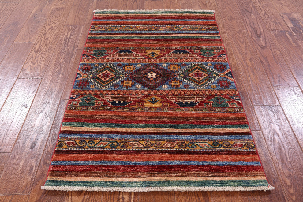 2' 7" X 4' 1" Handmade Super Kazak Khorjin Wool Rug - Q12336