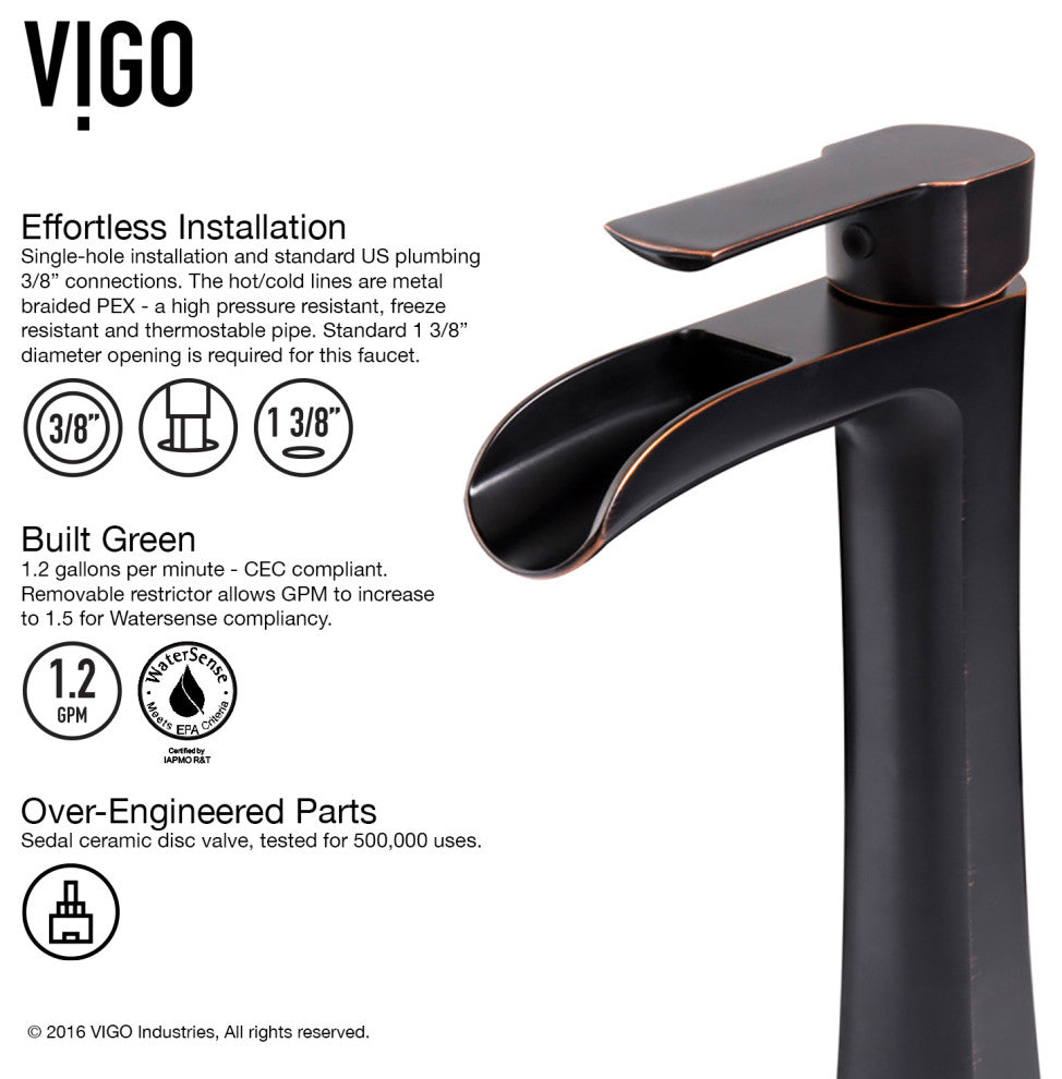 Vinca 18"L x 14"W MatteStone Vessel Sink and Niko 11"H Faucet Set