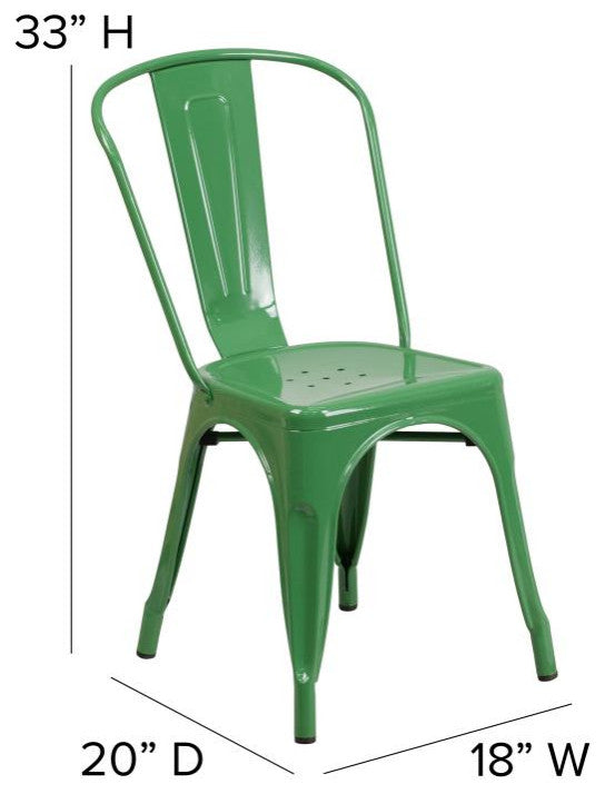 Perry Commercial Grade Metal Indoor-Outdoor Stackable Chair w/All-Weather Seat,