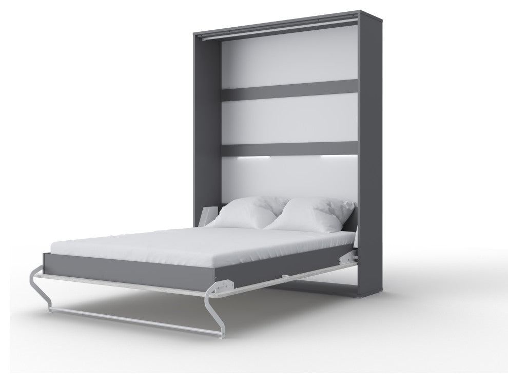 INVENTO Vertical Wall Bed, 55.1 x 78.7 inch, Grey/White Monaco