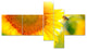 Beautiful Sunflowers Blooming, Abstract Canvas Wall Art, 60"x32", 5 panels