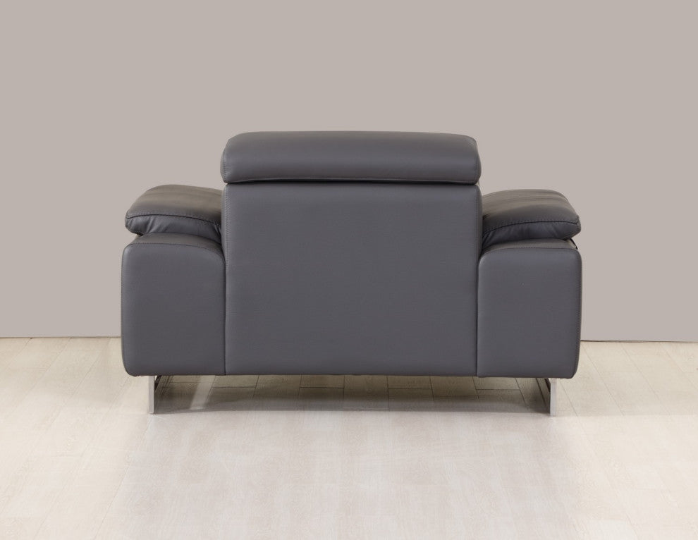 Turin Contemporary Genuine Italian Leather Chair Dark Gray