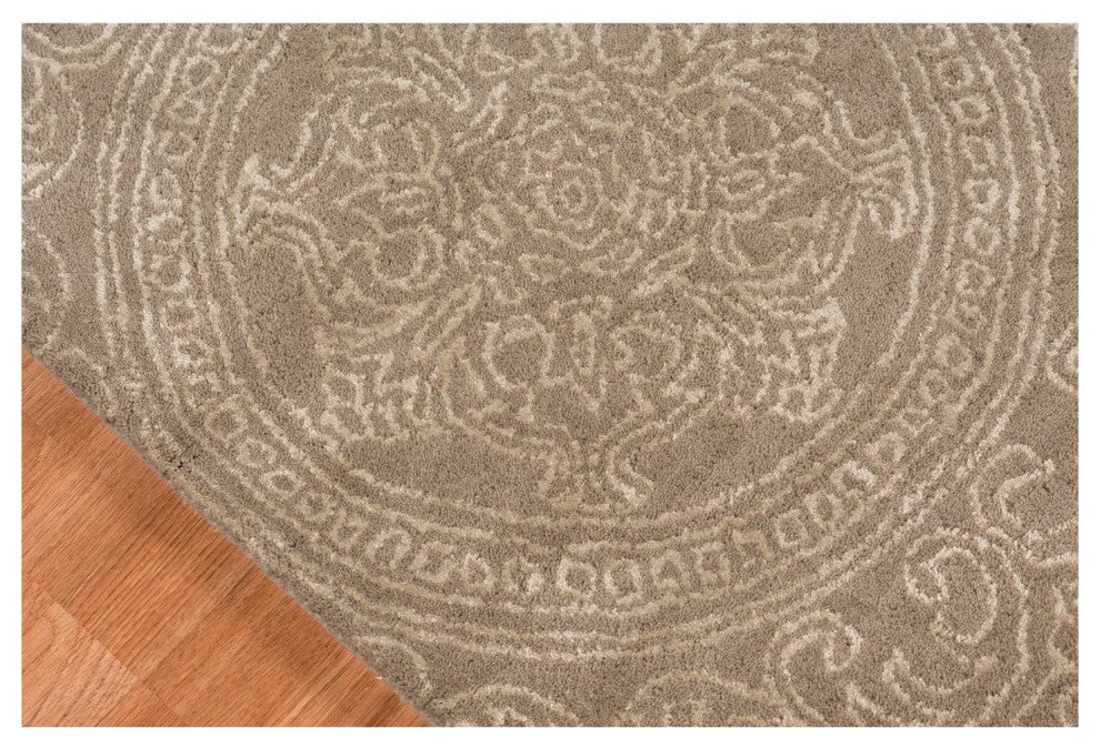 7.6" X9.6" X 0.5" Beige Wool Area Rug
