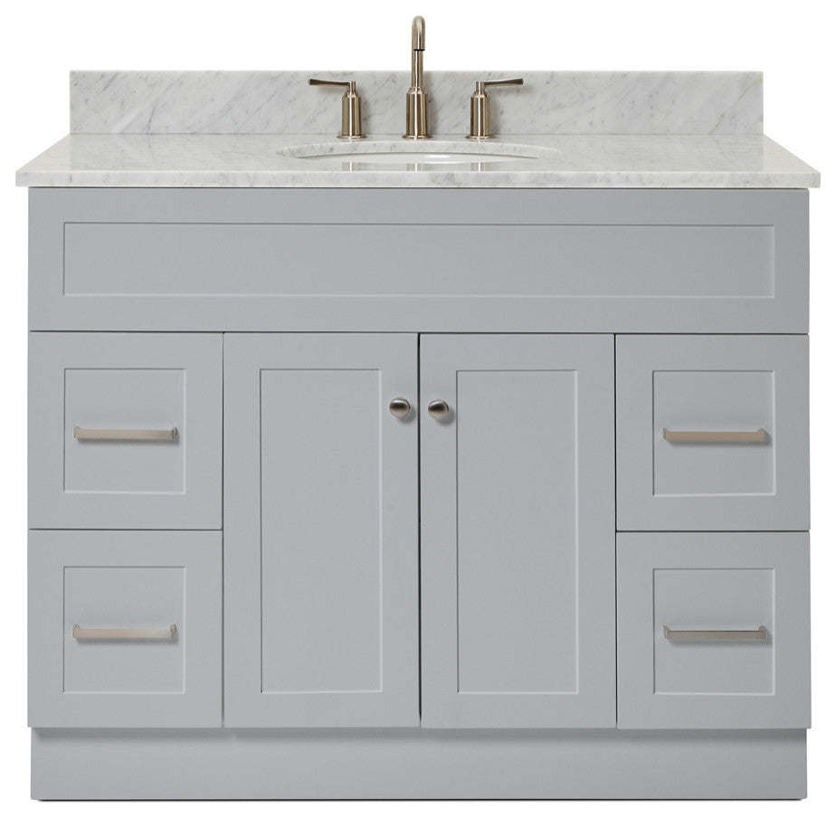 Ariel Hamlet 43" Oval Sink Bath Vanity, 0.75" Carrara Marble