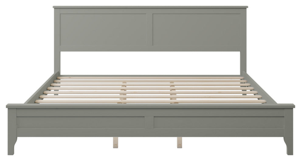Gewnee Modern Gray Solid Wood King Platform Bed