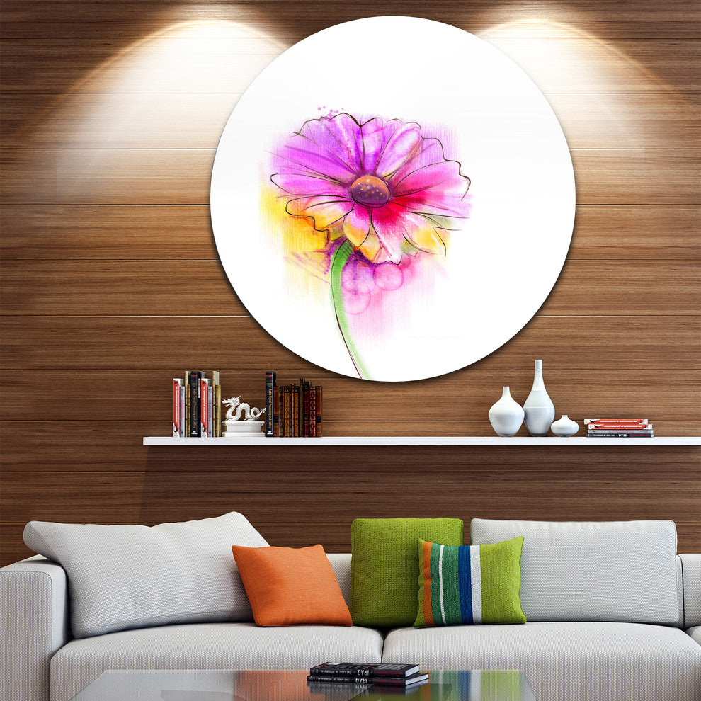 Purple Yellow Gerbera Flower, Flower Round Wall Art, 11"
