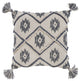 Gray Cream Tasseled Ikat Pattern Throw Pillow