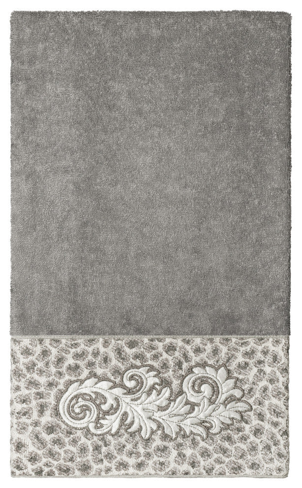 Linum Home Turkish Cotton April 3-Piece Embellished Towel Set, Dark Gray