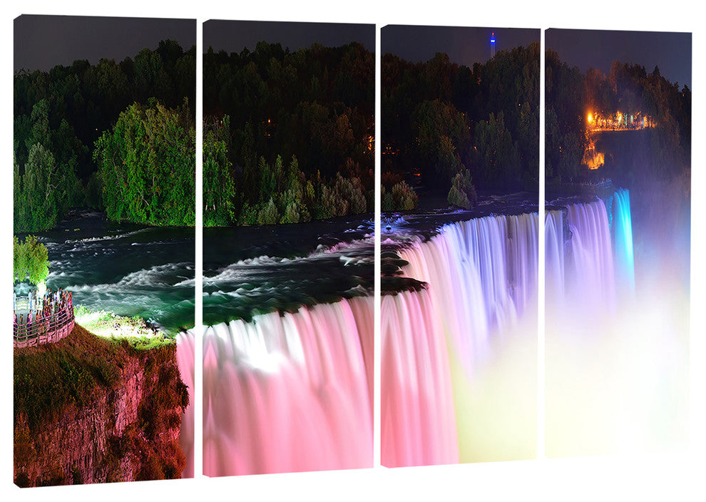 "Colorful Niagara Falls" Panorama Digital Canvas Print, 4 Panels, 48"x28"