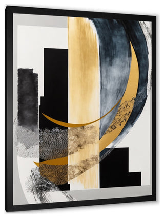 Glam Art Deco Abstract I Framed Print, 24x32, Black