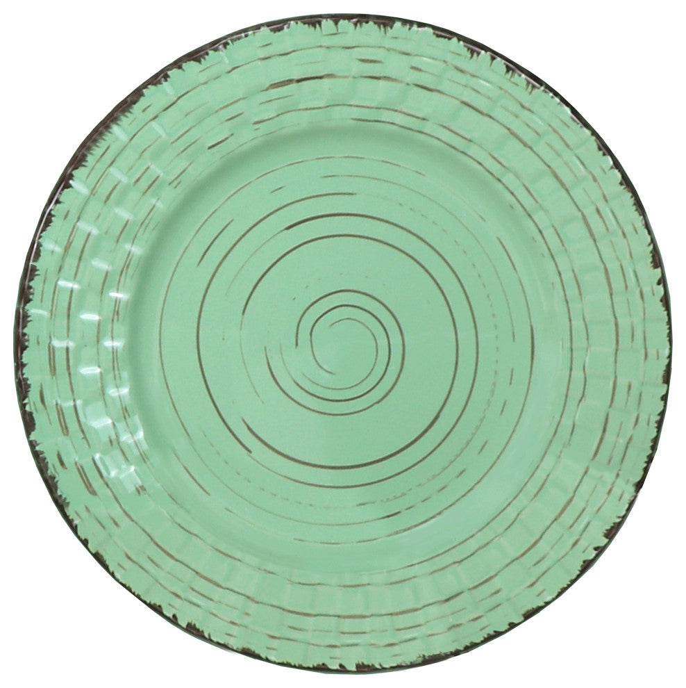 Basketweave 16 Piece Stoneware Dinner Set, Service for 4, Green