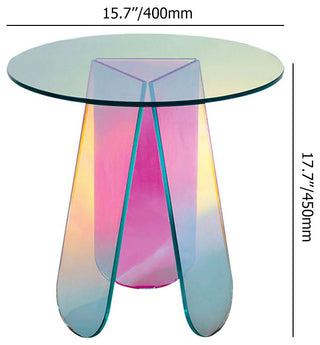 Clear Acrylic End Table Round Side Table Modern Accent Table Iridescent