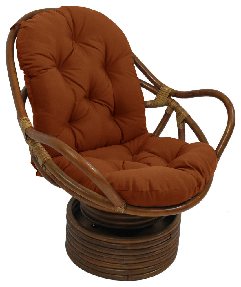 48"X24" Solid Outdoor Spun Polyester Swivel Rocker Cushion, Cinnamon