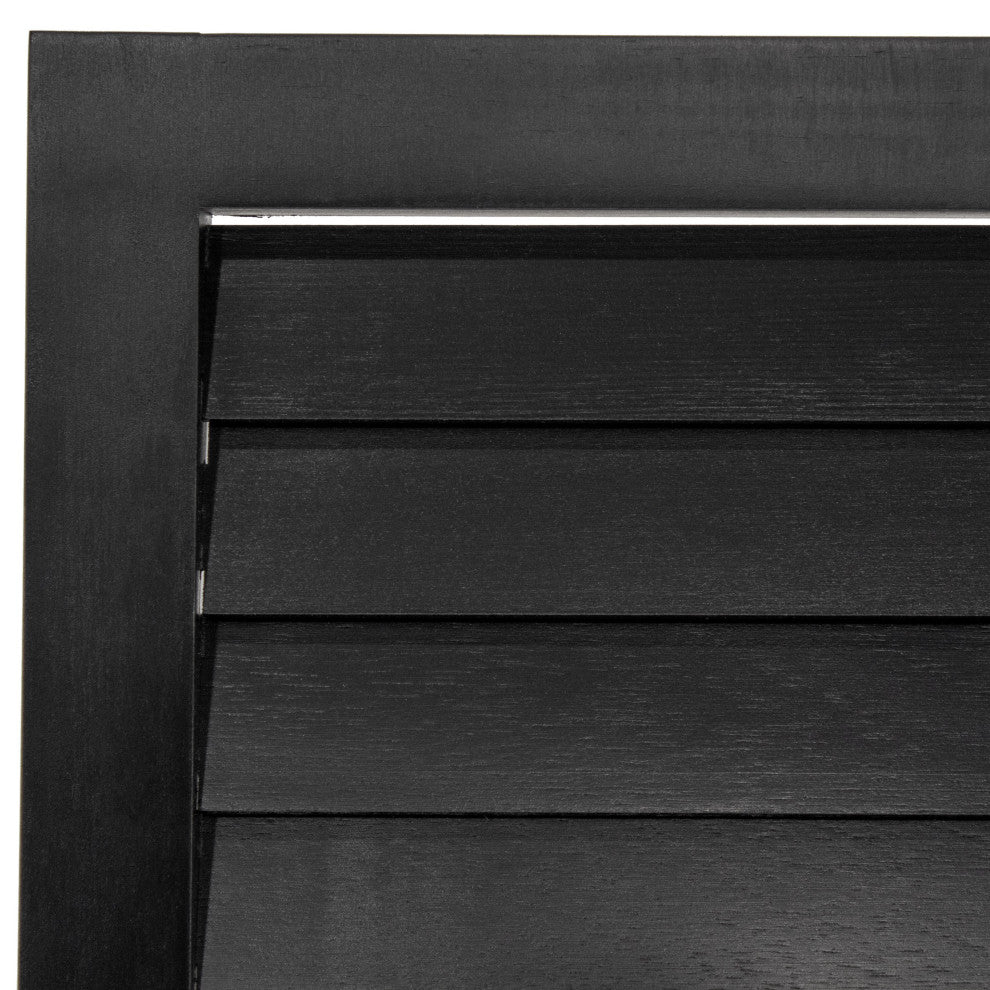 6' Tall Wooden Louvered Room, Black, 3 Panel